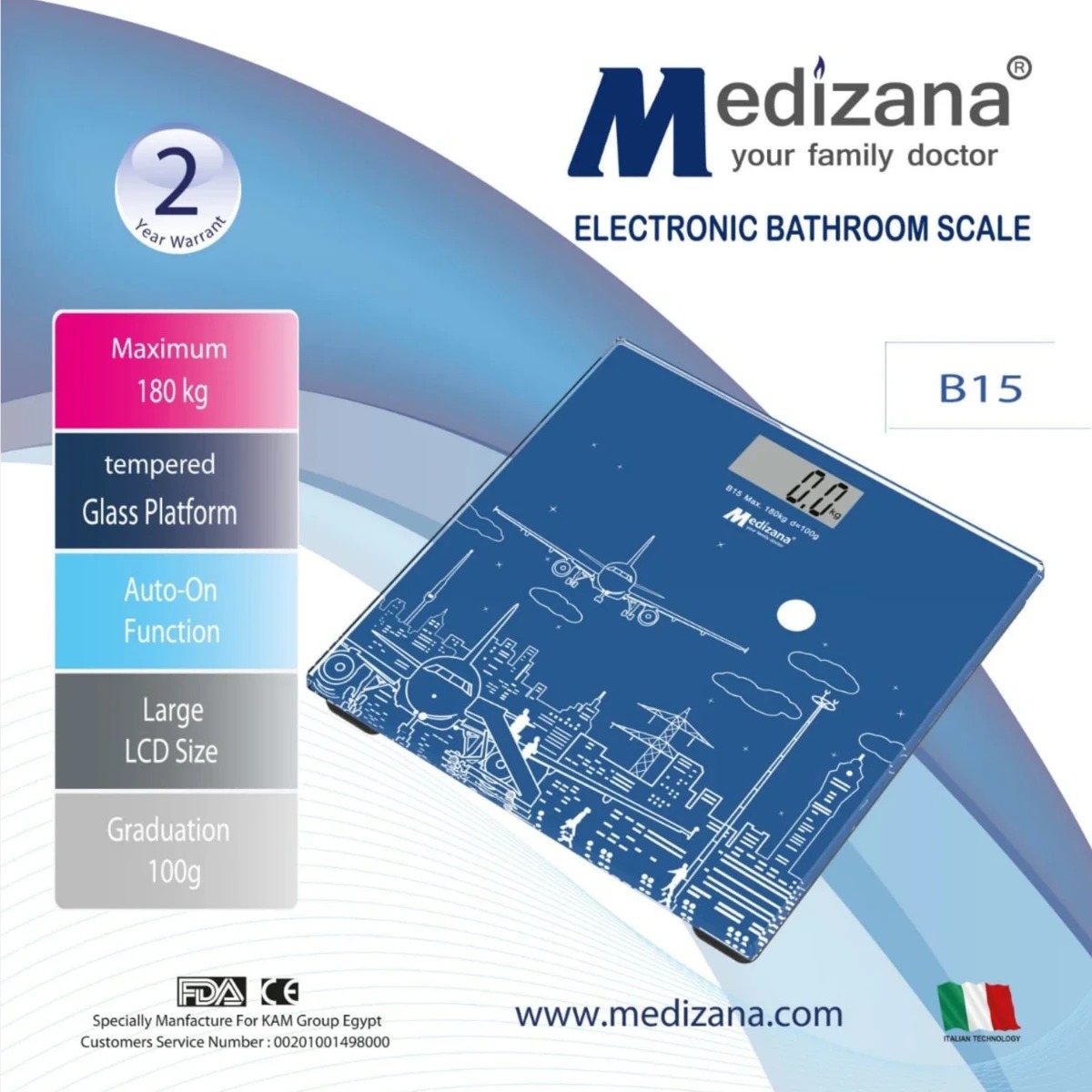 ميزان ديجيتال حتى 180 كيلو, Medizana B15